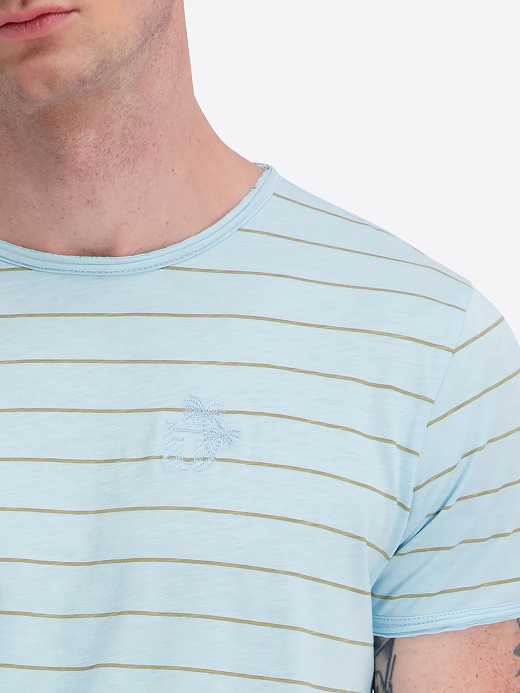 Gestreiftes Kurzarmshirt Rundhalsausschnitt Basic Stil Gestreiftes Kurzarmshirt Rundhalsausschnitt Basic Stil