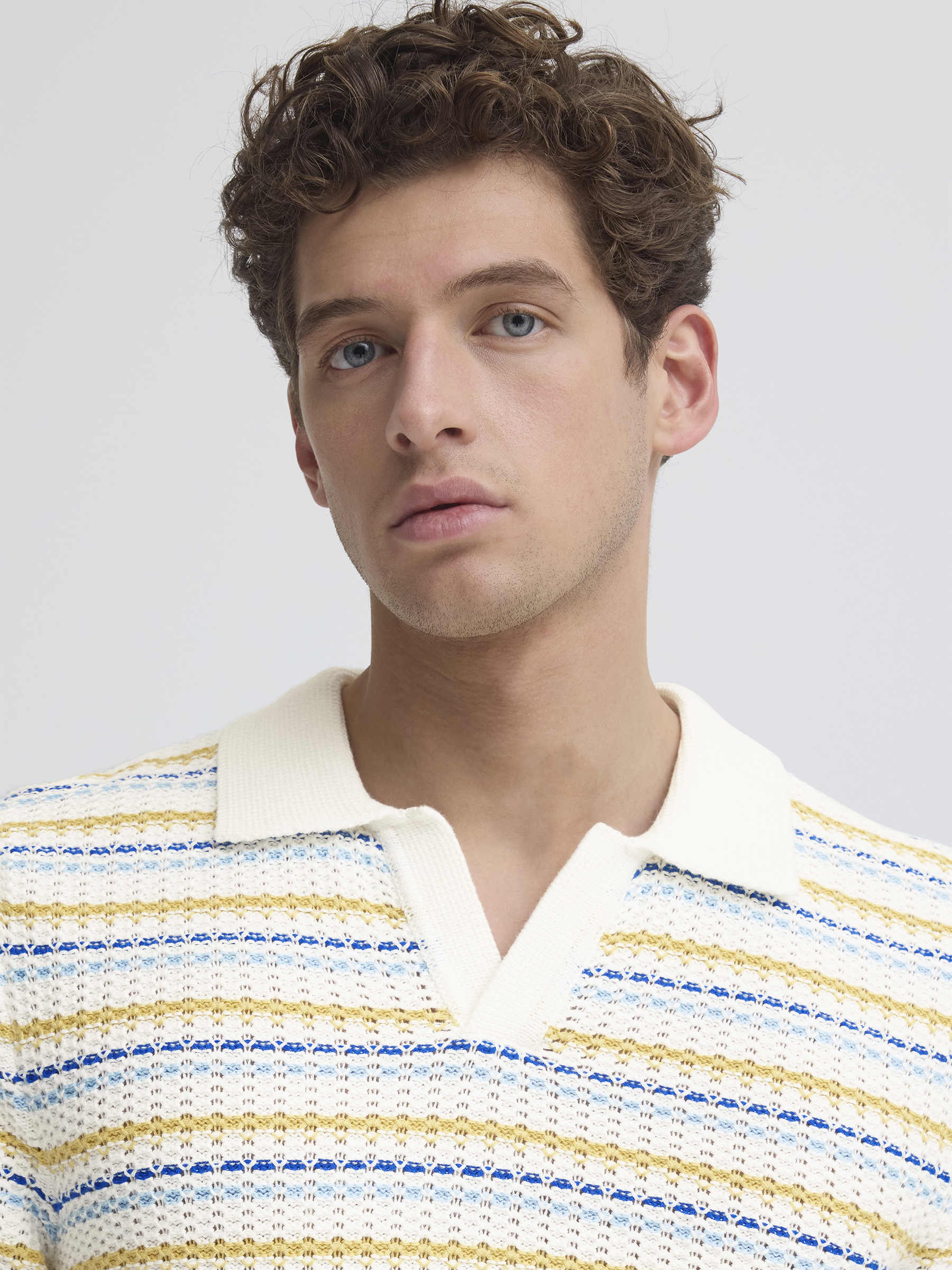 Gestreiftes Poloshirt V-Ausschnitt Polokragen Modisch Gestreiftes Poloshirt V-Ausschnitt Polokragen Modisch