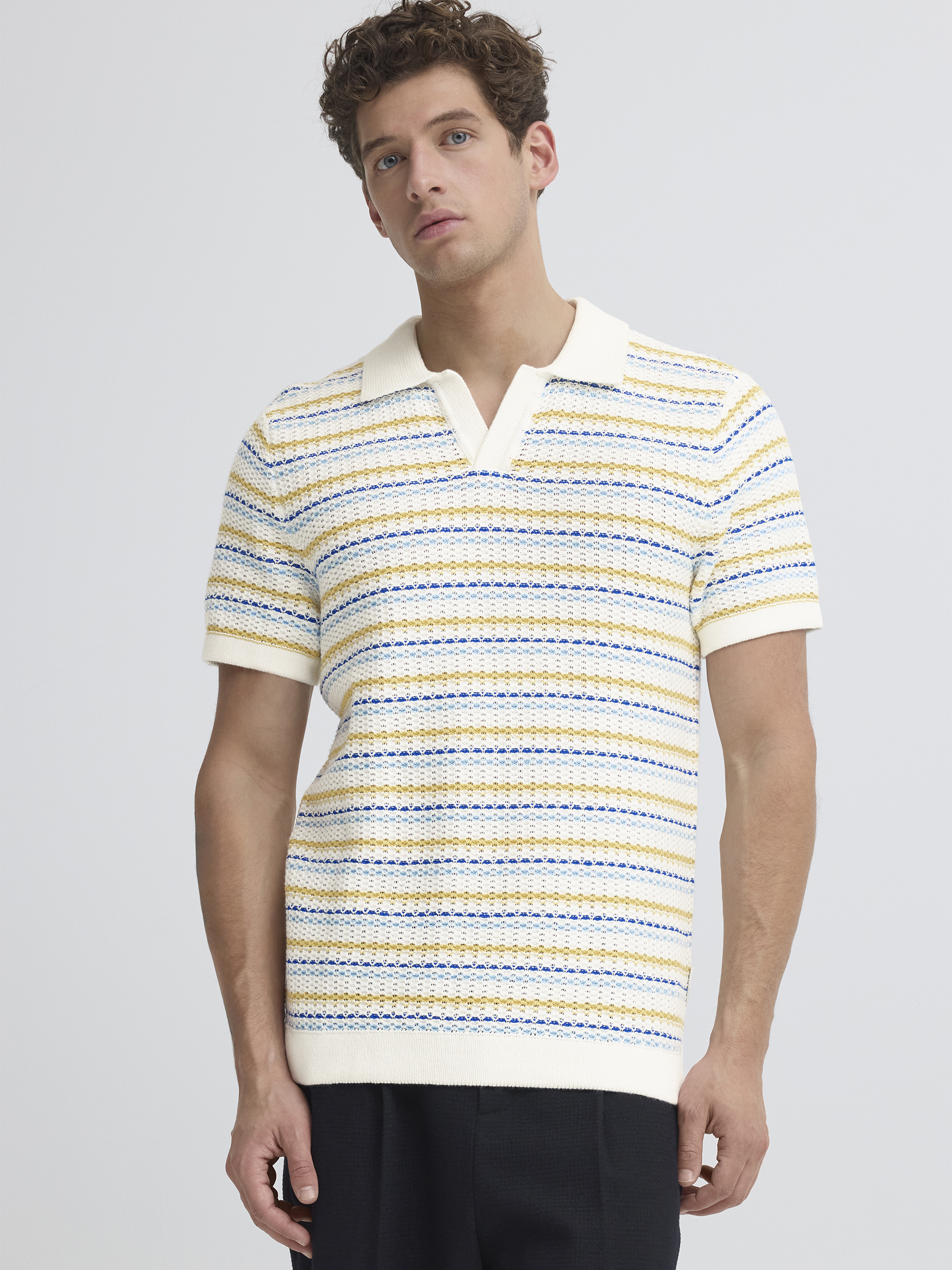 Gestreiftes Poloshirt V-Ausschnitt Polokragen Modisch Gestreiftes Poloshirt V-Ausschnitt Polokragen Modisch