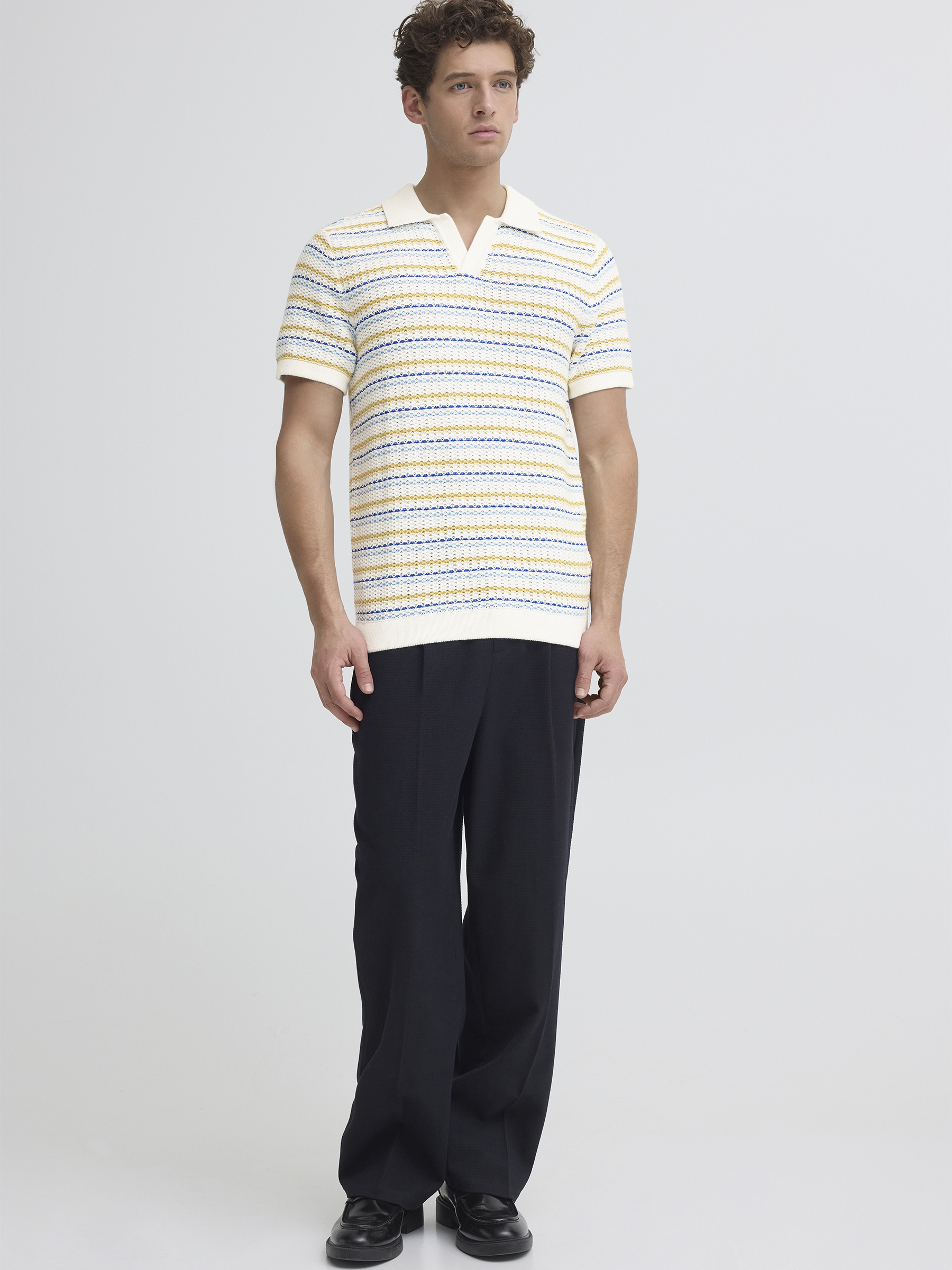 Gestreiftes Poloshirt V-Ausschnitt Polokragen Modisch Gestreiftes Poloshirt V-Ausschnitt Polokragen Modisch