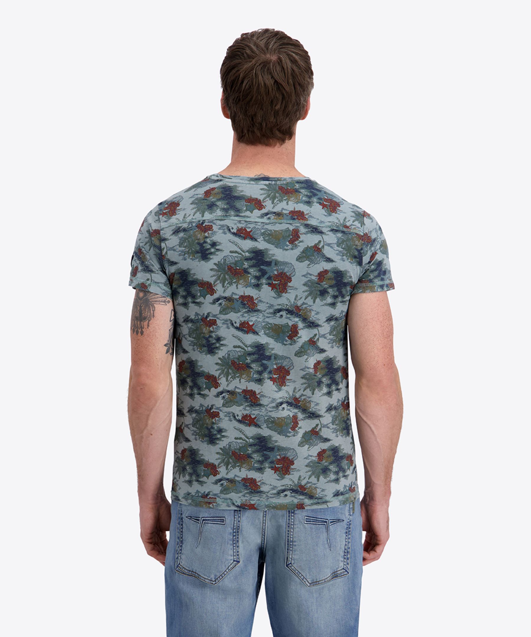 Kurzarm Rundhals T-Shirt floraler Print geradem Schnitt Kurzarm Rundhals T-Shirt floraler Print geradem Schnitt