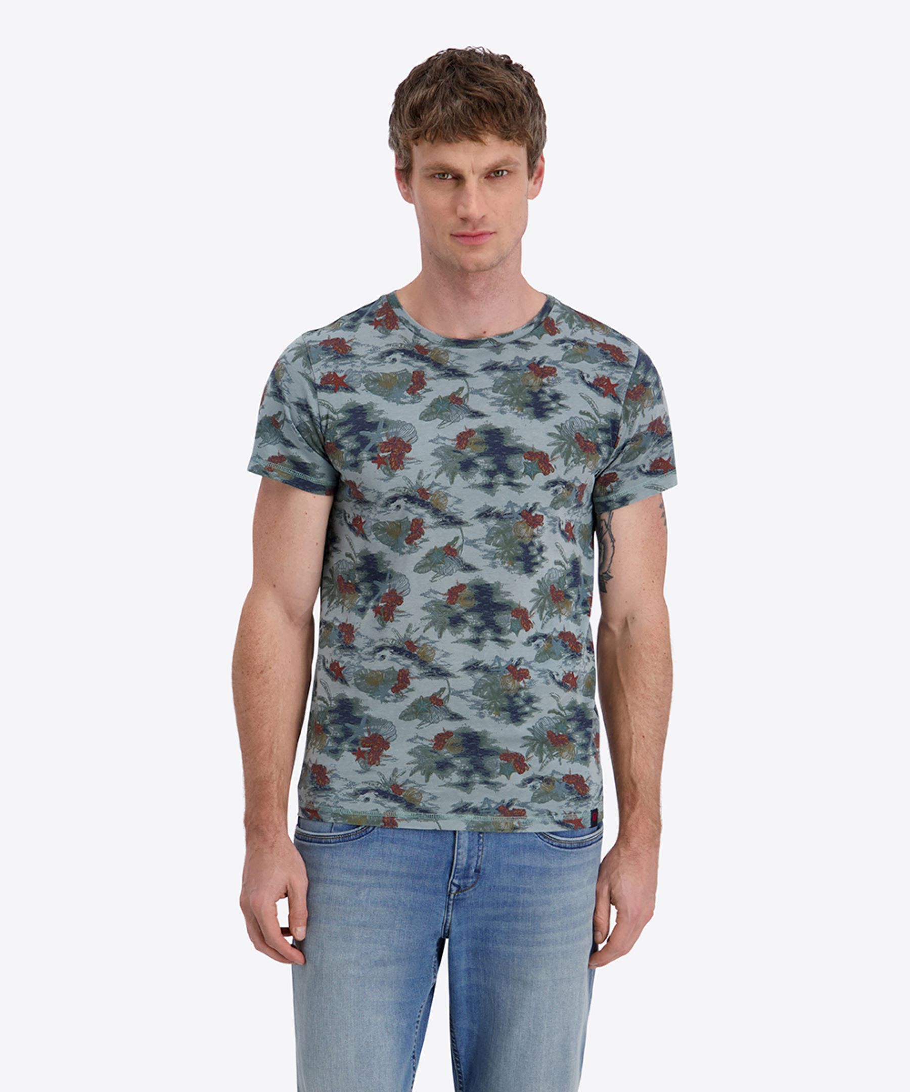 Kurzarm Rundhals T-Shirt floraler Print geradem Schnitt Kurzarm Rundhals T-Shirt floraler Print geradem Schnitt