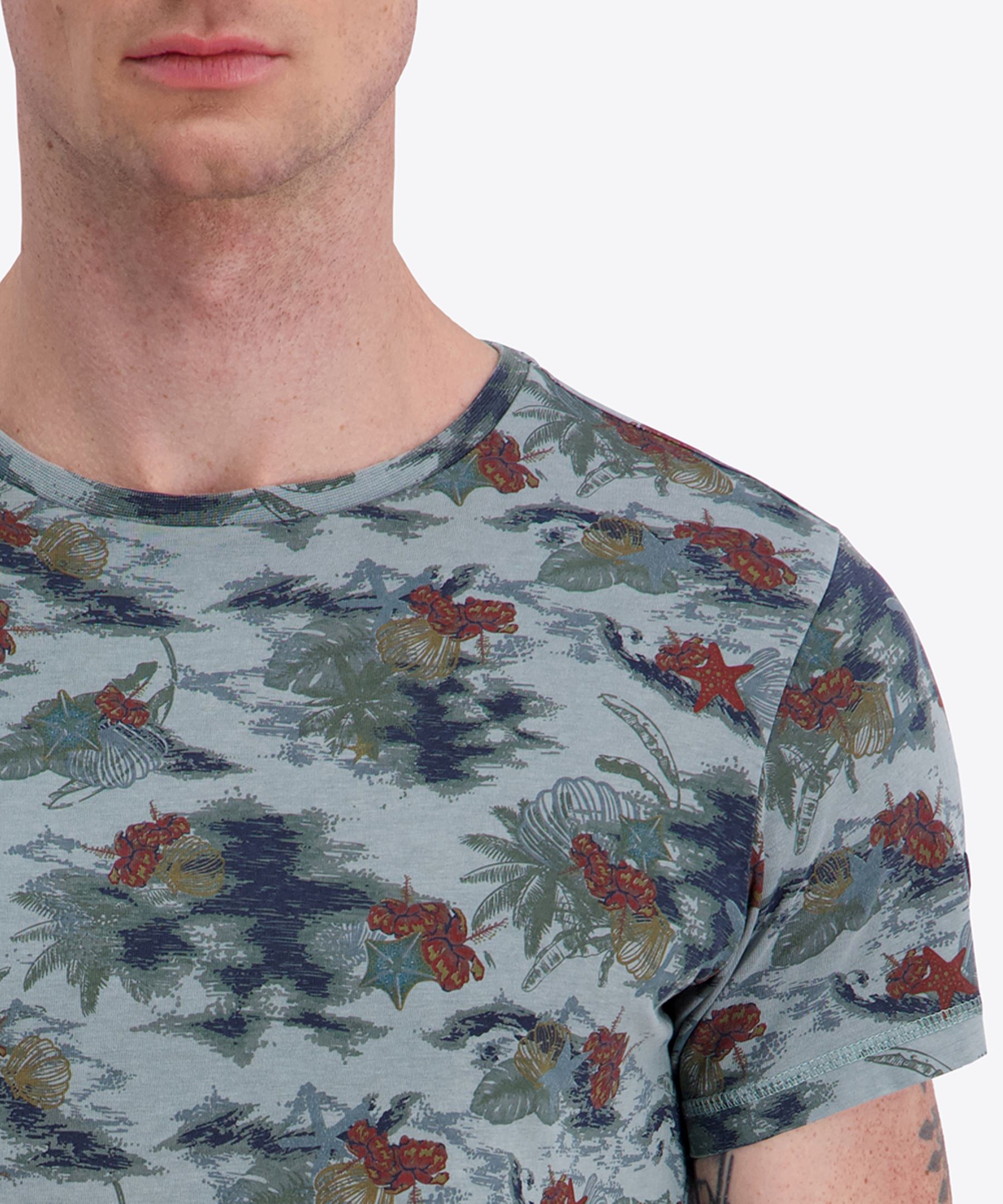 Kurzarm Rundhals T-Shirt floraler Print geradem Schnitt Kurzarm Rundhals T-Shirt floraler Print geradem Schnitt