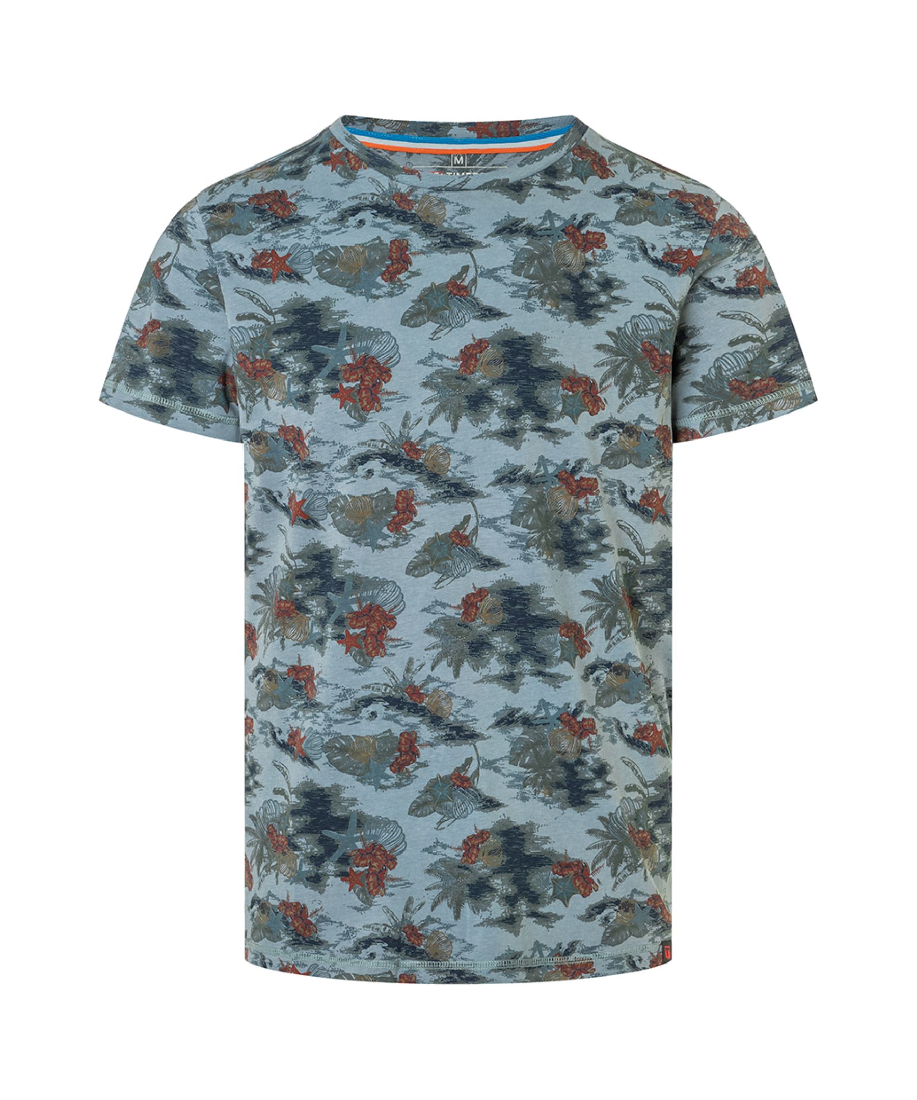 Kurzarm Rundhals T-Shirt floraler Print geradem Schnitt Kurzarm Rundhals T-Shirt floraler Print geradem Schnitt