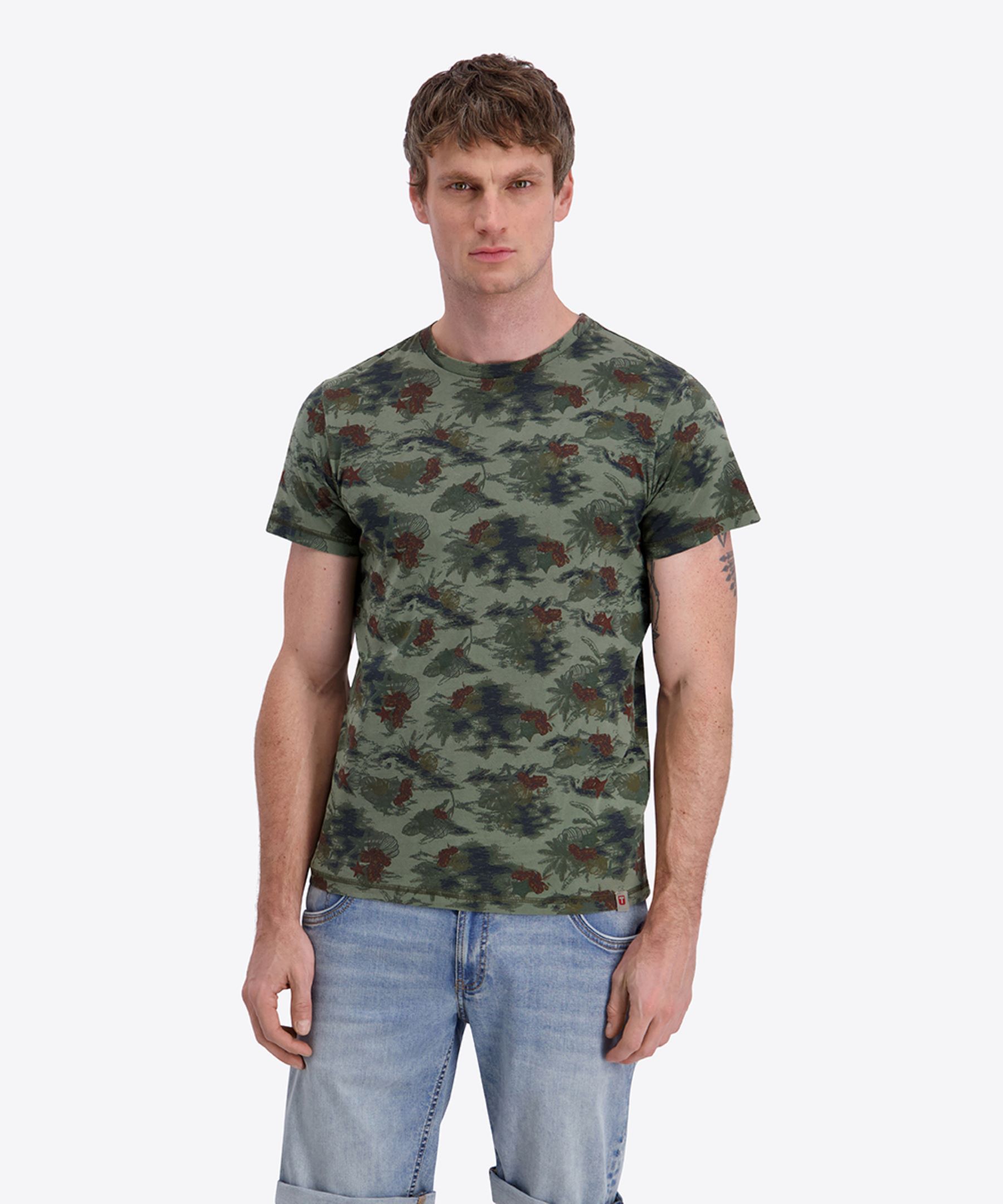 Kurzarm Rundhals T-Shirt floraler Print geradem Schnitt Kurzarm Rundhals T-Shirt floraler Print geradem Schnitt