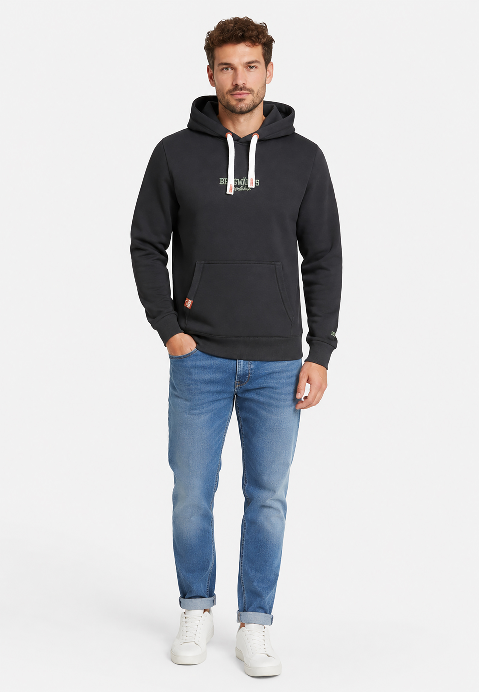 Lässiger Langarm Kapuzenpullover Motivprint Kängurutasche Lässiger Langarm Kapuzenpullover Motivprint Kängurutasche