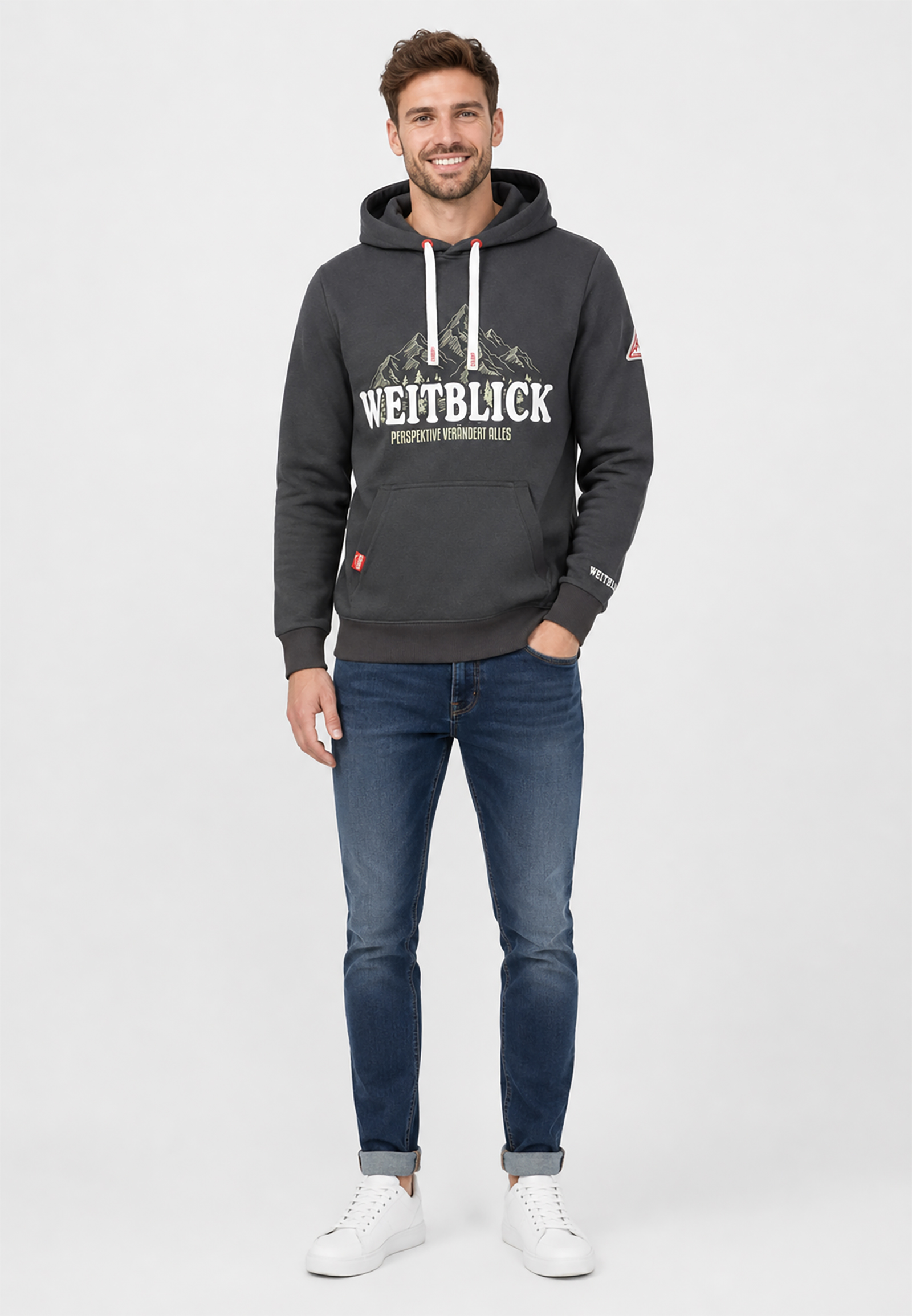 Stylischer Hoodie Motivprint Kängurutasche Rippbündchen Stylischer Hoodie Motivprint Kängurutasche Rippbündchen