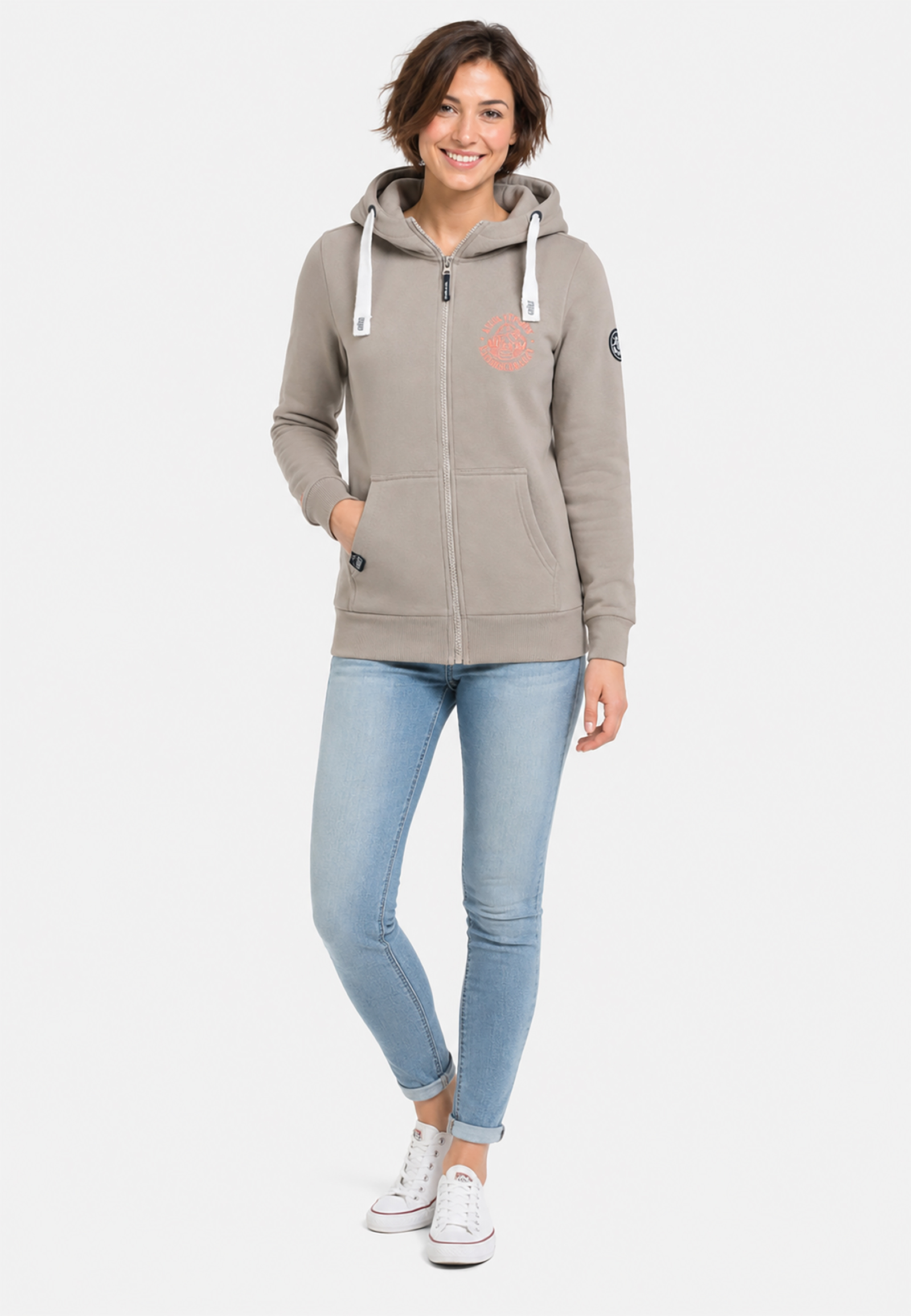 Kapuzenpullover Reißverschluss Stickerei Eingrifftaschen Kapuzenpullover Reißverschluss Stickerei Eingrifftaschen