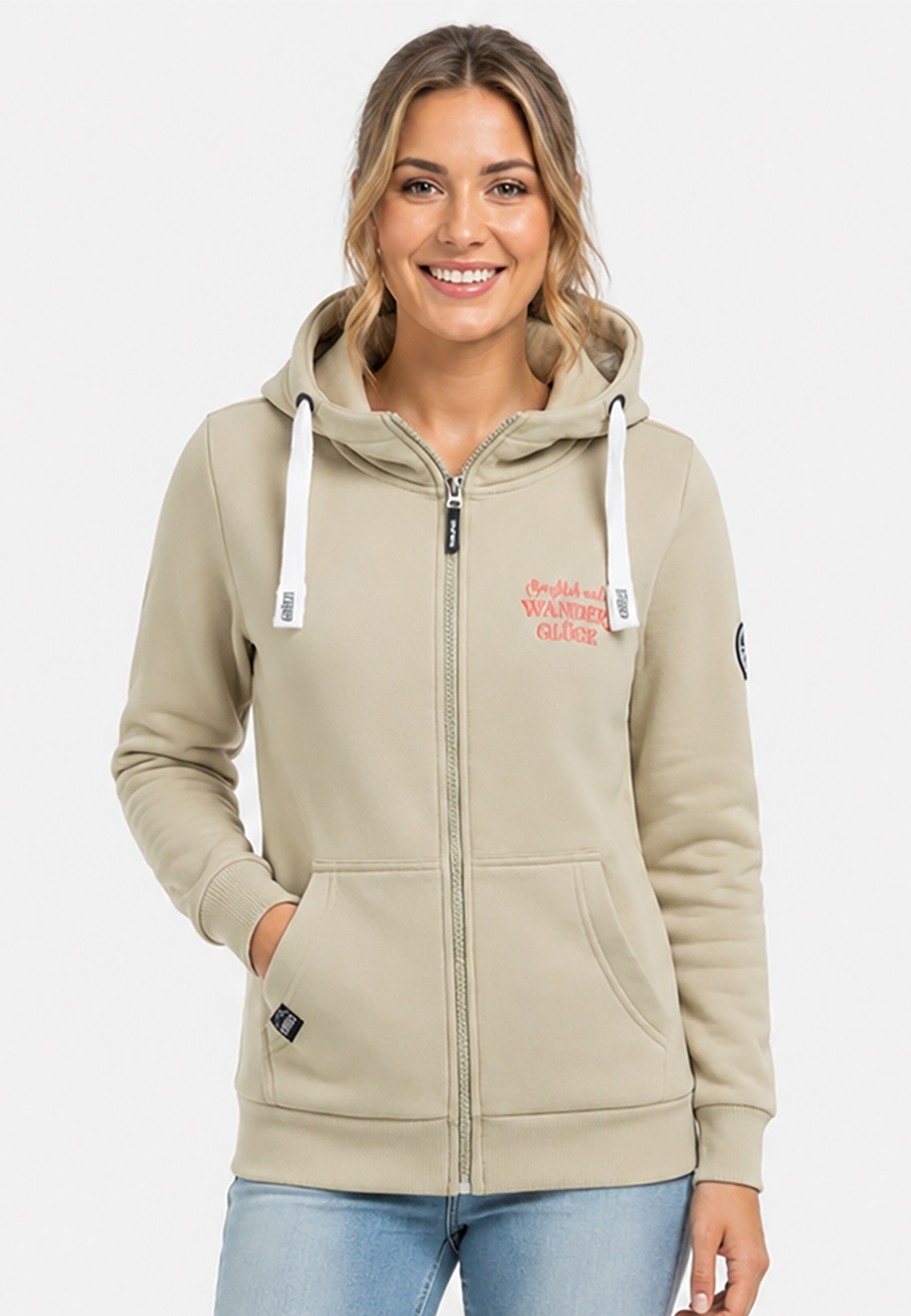 Kapuzenpullover Reißverschluss Stickerei Eingrifftaschen Kapuzenpullover Reißverschluss Stickerei Eingrifftaschen