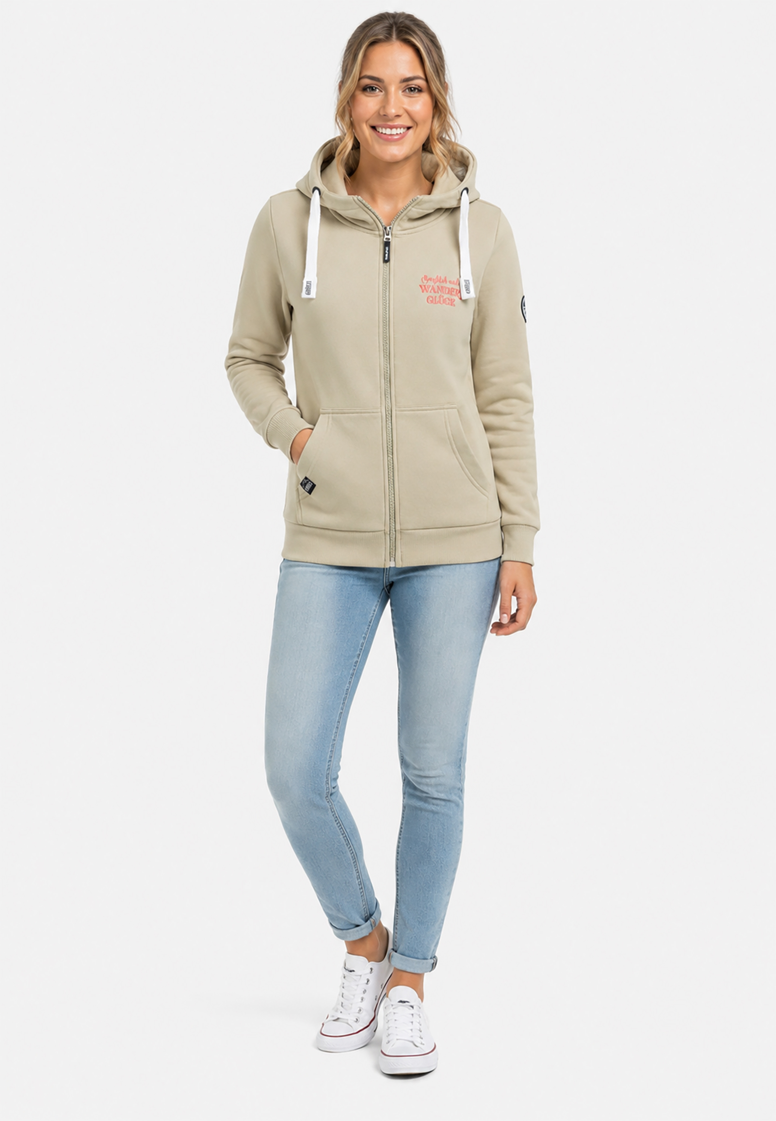 Kapuzenpullover Reißverschluss Stickerei Eingrifftaschen Kapuzenpullover Reißverschluss Stickerei Eingrifftaschen
