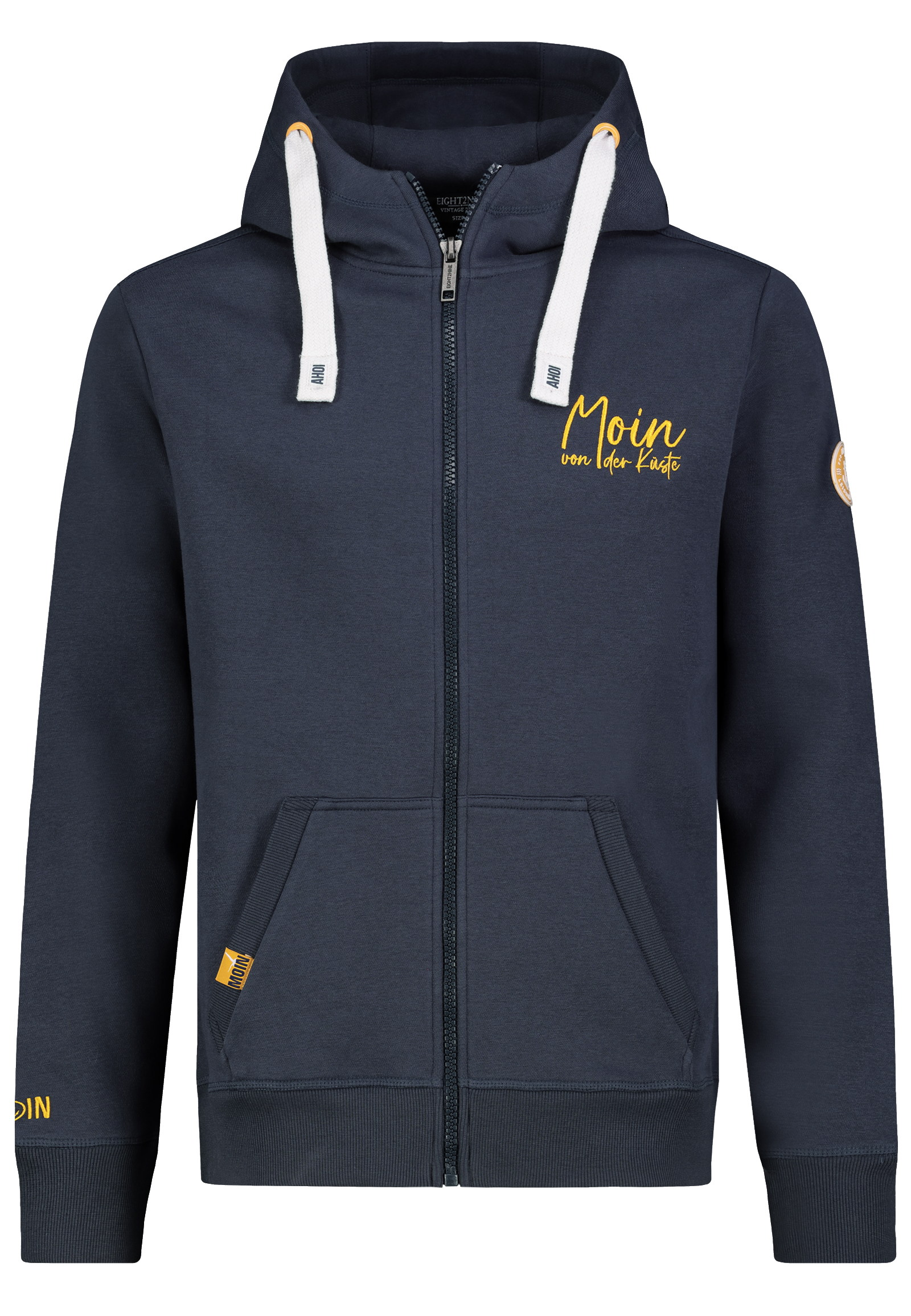H10600BA21548A2_19400_V.jpg Stylischer Hoodie Durchgehender Reißverschluss Kordelzug