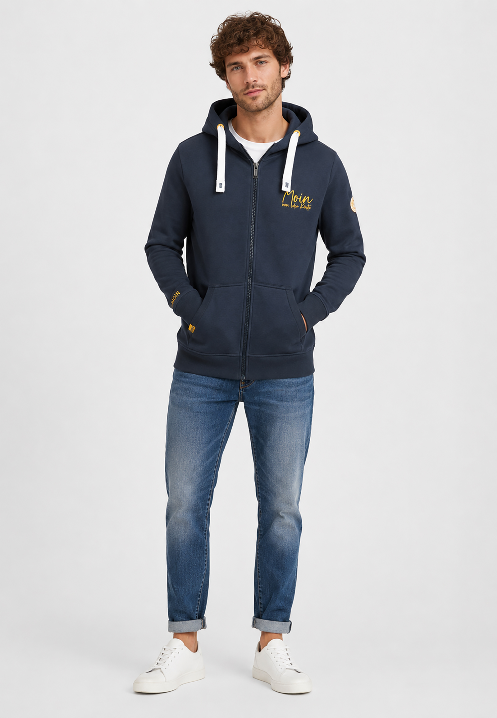 Stylischer Hoodie Durchgehender Reißverschluss Kordelzug Stylischer Hoodie Durchgehender Reißverschluss Kordelzug