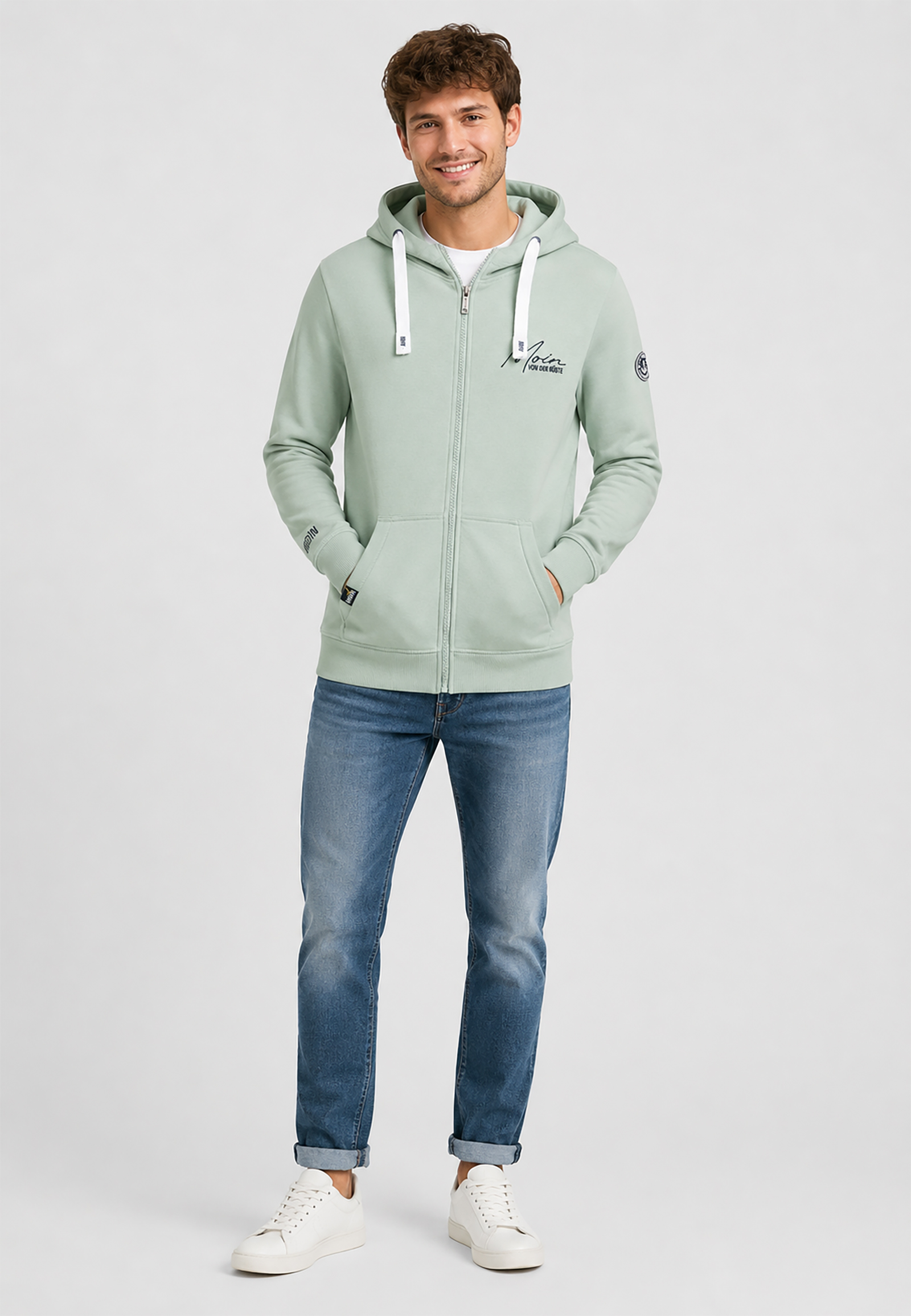 Stylischer Hoodie Durchgehender Reißverschluss Kordelzug Stylischer Hoodie Durchgehender Reißverschluss Kordelzug