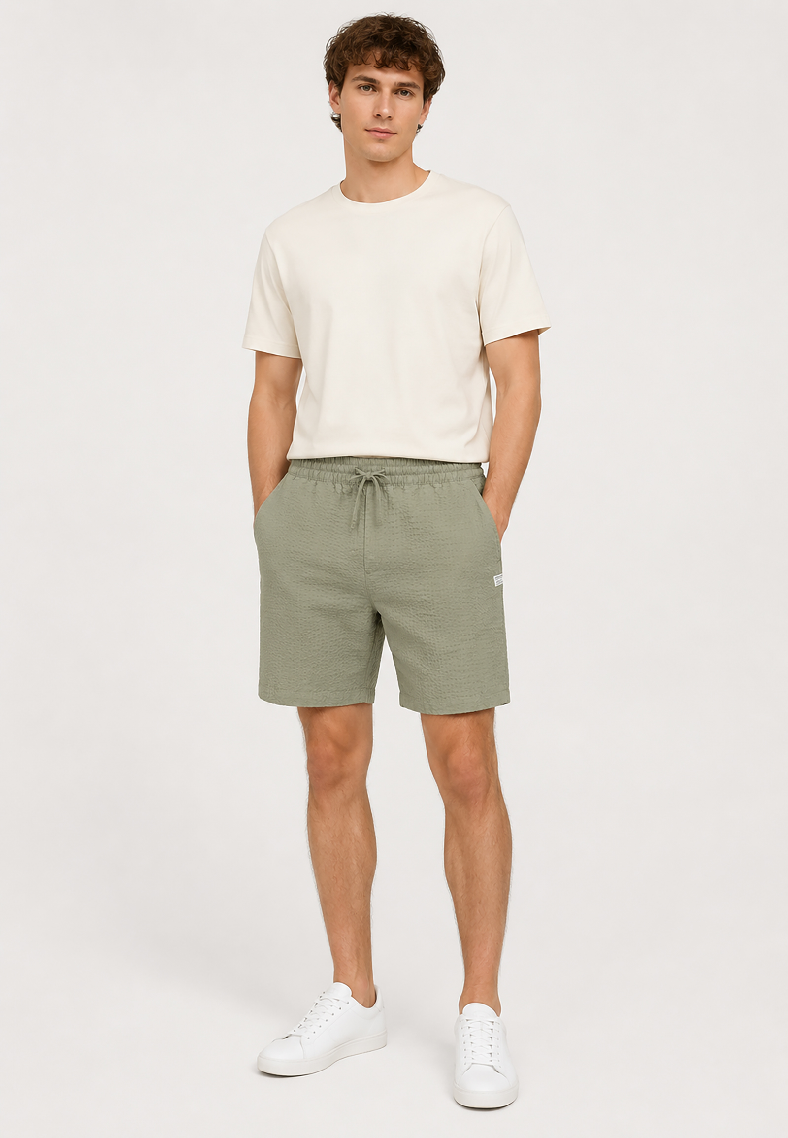 Einfarbige Shorts Eingrifftaschen Elastischer Bund Einfarbige Shorts Eingrifftaschen Elastischer Bund