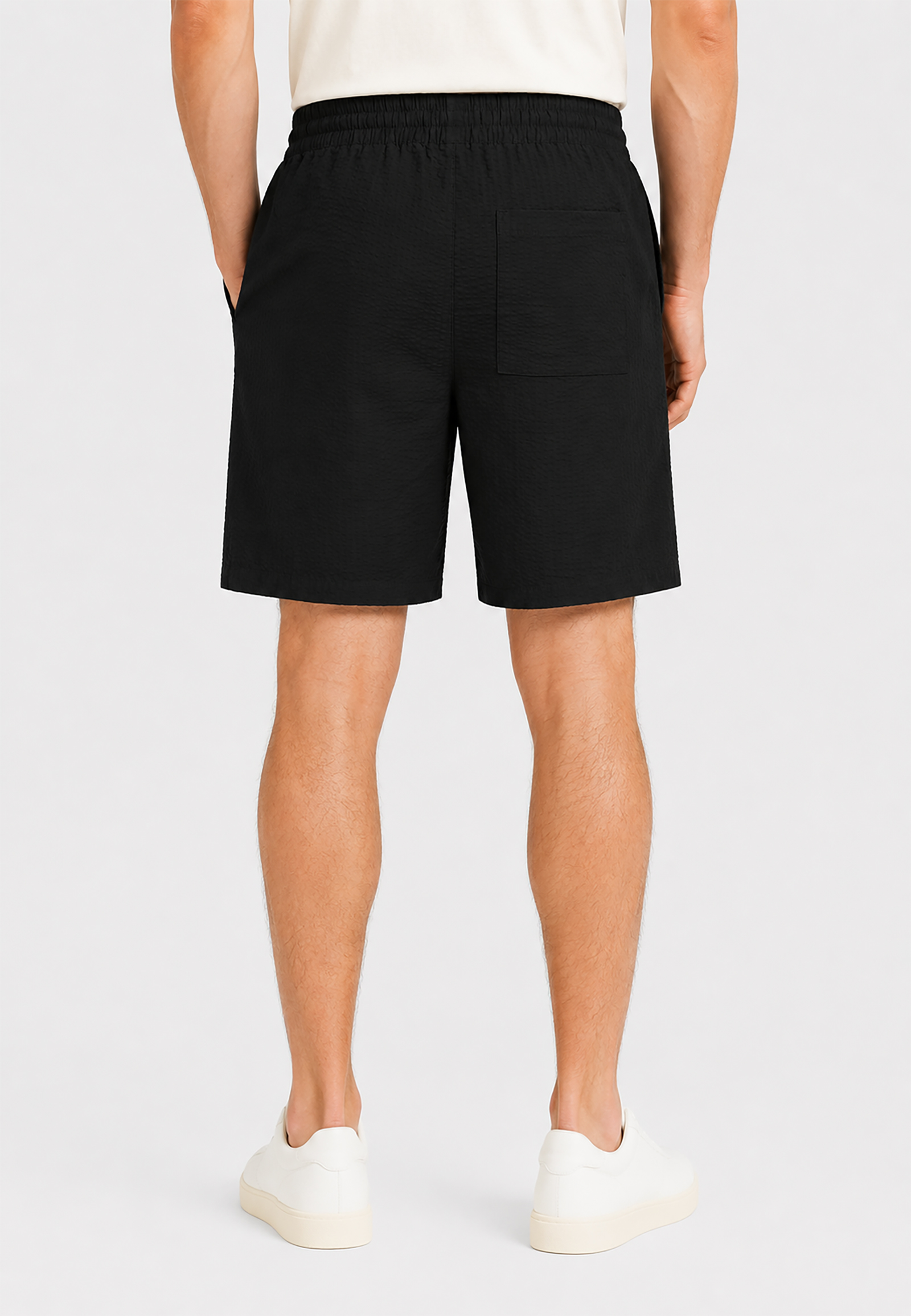 Einfarbige Shorts Eingrifftaschen Elastischer Bund Einfarbige Shorts Eingrifftaschen Elastischer Bund