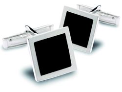 Stilvolle quadratische Manschettenknöpfe mit Onyx-Einlage aus 925er Sterling Silber