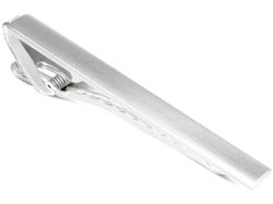 Grom Gravur Krawattenklammer / Krawattennadel aus Silber mattgebürstet