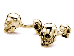 BROOKER Manschettenknöpfe Totenkopf Schädel 925er Silber vergoldet