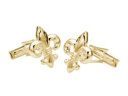BROOKER Manschettenknöpfe Fleur de Lis Silber 925er Silber vergoldet