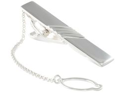 BROOKER Krawattenklammer / Krawattennadel mit Kette Silber