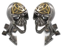 BROOKER Manschettenknöpfe Totenkopf Schädel Schwarz Gold Silber Used Vintage Look