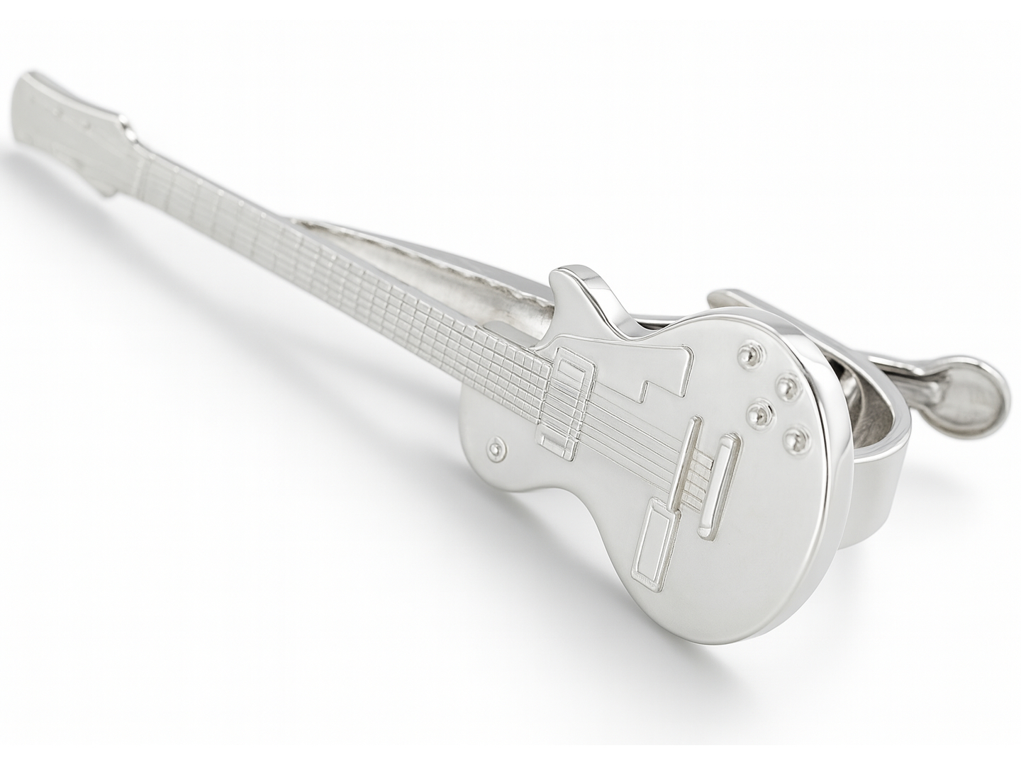 Gitarren-Krawattenklammer Silber Krawattenklammer in Gitarrenform aus Siber