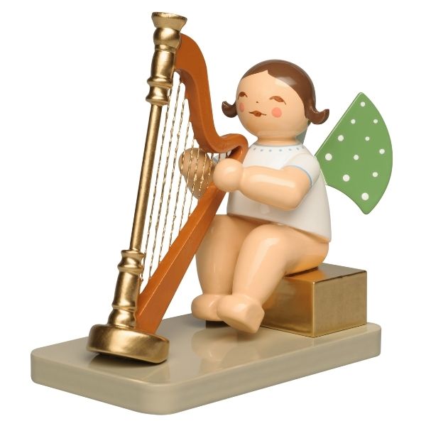 Engel mit Konzertharfe sitzend, 111 Jahre Wendt und Kühn Jubiläumsengel 2026 Neuheit Engel mit Konzertharfe sitzend, 111 Jahre Wendt und Kühn Jubiläumsengel 2026 Neuheit