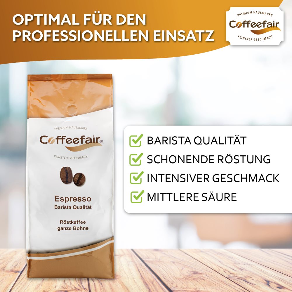 Coffeefair Espresso 1kg ganze Bohnen Barista Qualität, Kaffeebohnen & Espressobohnen