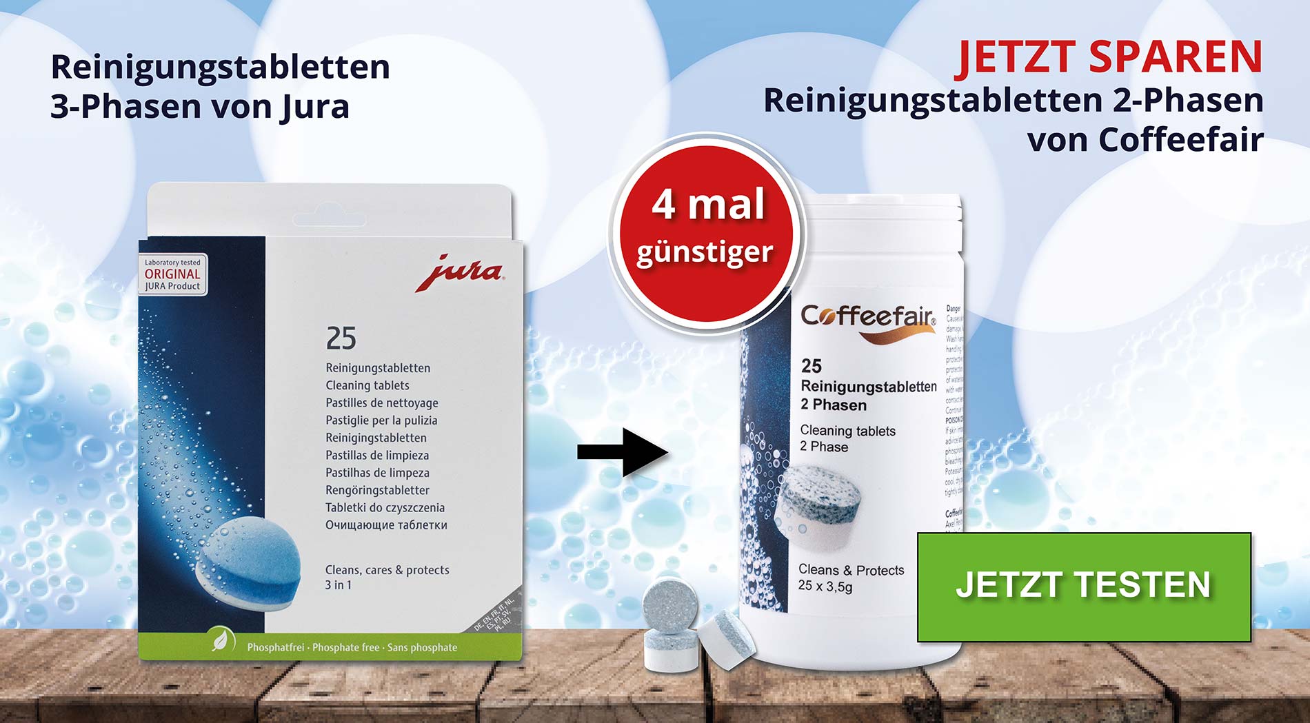 Coffeefair Reinigungstabletten 2-Phasen 25 x 3,5g