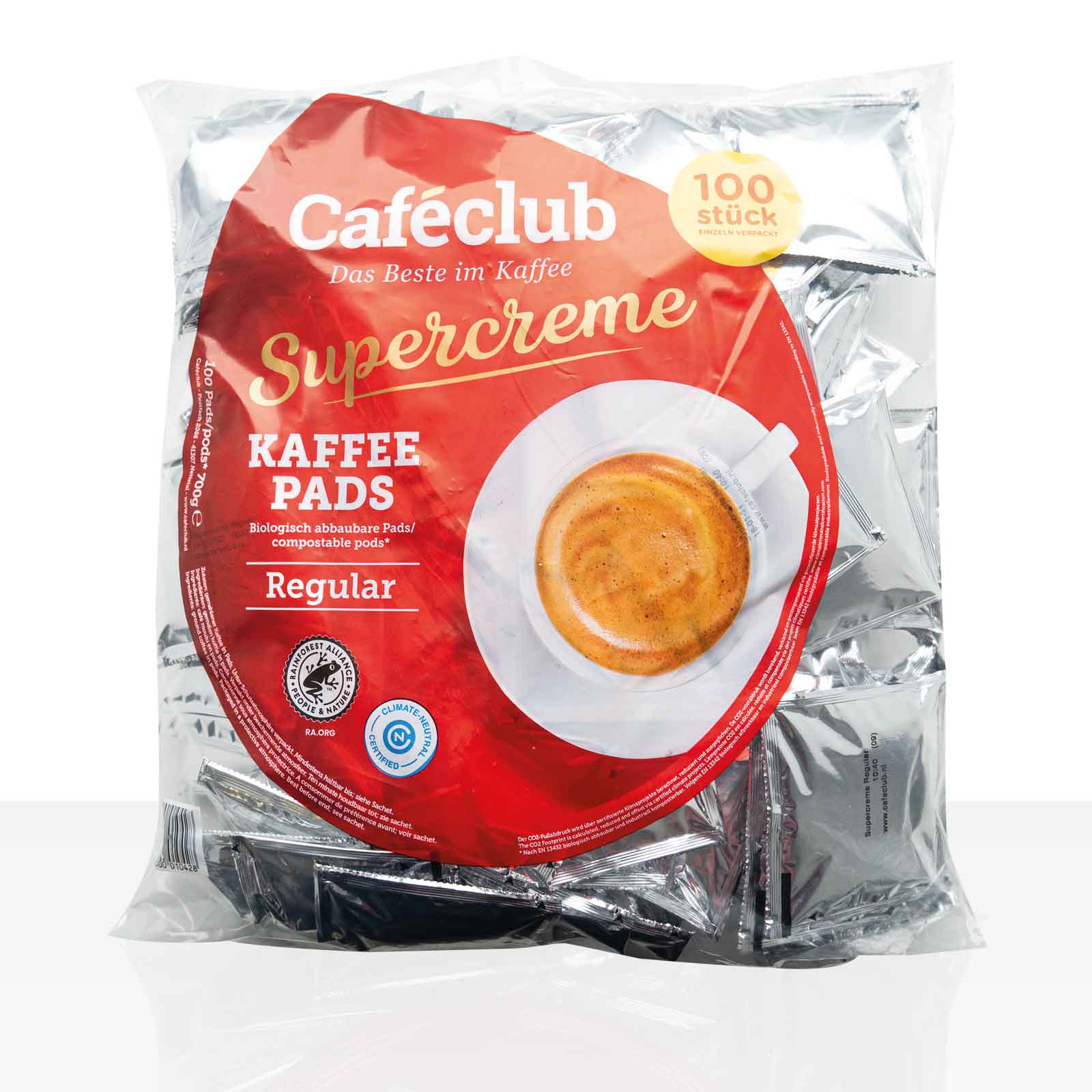 Caféclub Kaffee Pads Supercreme Regular, 100 Stück z.B. Pad für Senseo, Kaffee Pouches, Pads, Kapseln Cafeclub  hier bei coffeefair