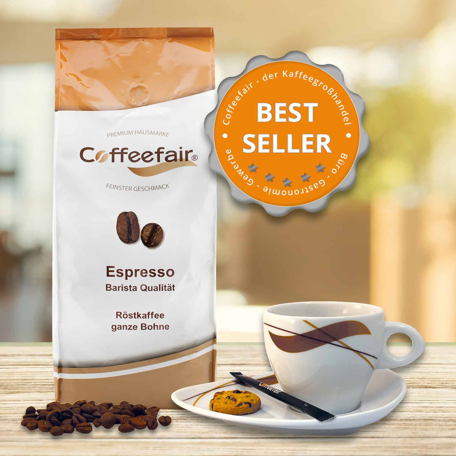 Coffeefair Espresso 1kg ganze Bohnen Barista Qualität, Kaffeebohnen & Espressobohnen Coffeefair Eigenmarke  hier bei coffeefair