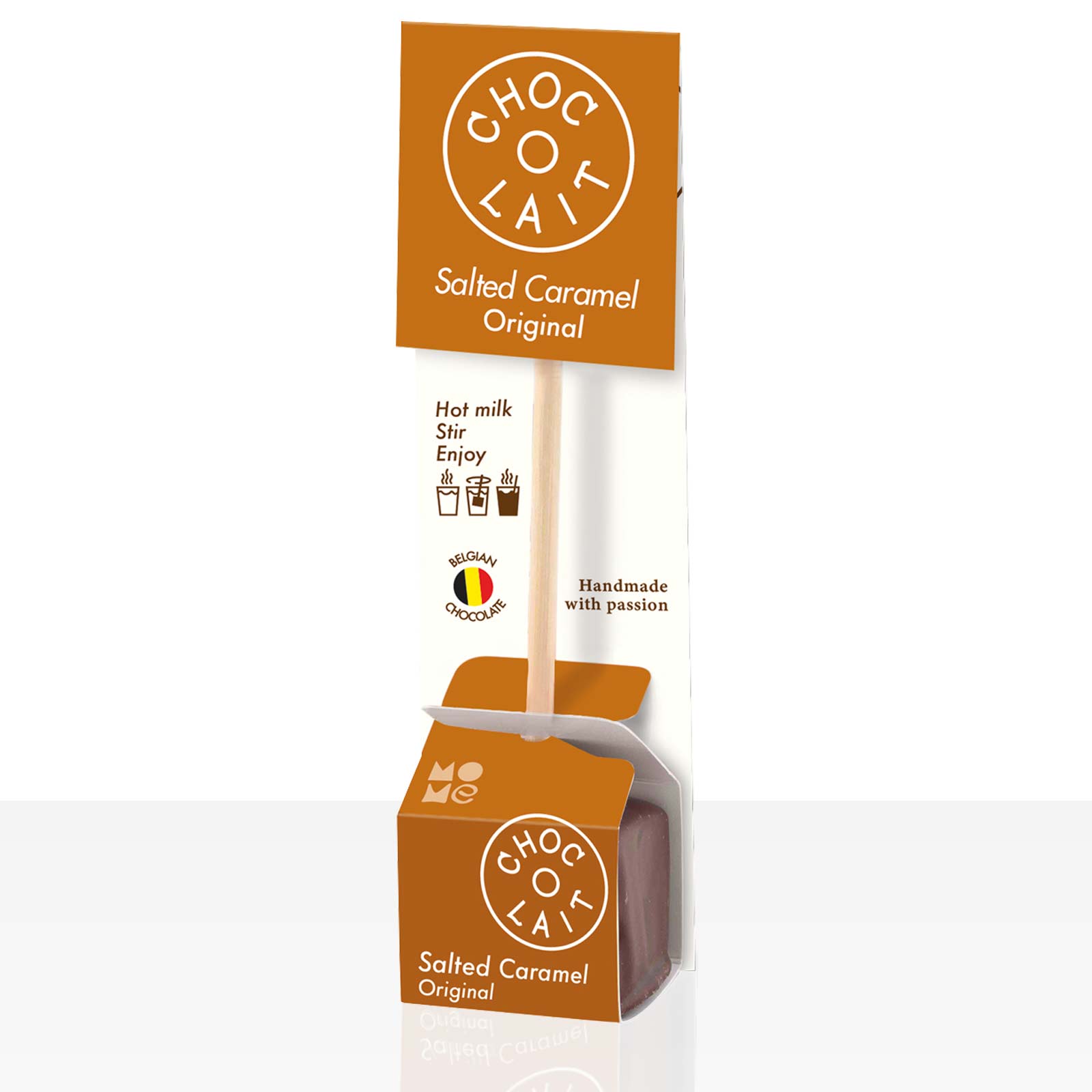 Choc-o-lait MoMe Trinkschokolade am Stiel Salted Caramel 24Stk | Coffeefair