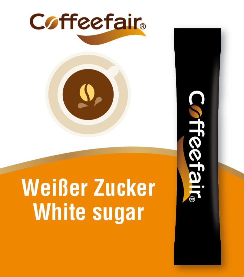Coffeefair Zuckersticks schwarz - Feinzucker 1000 x 3,6g Zucker, Portionszucker 