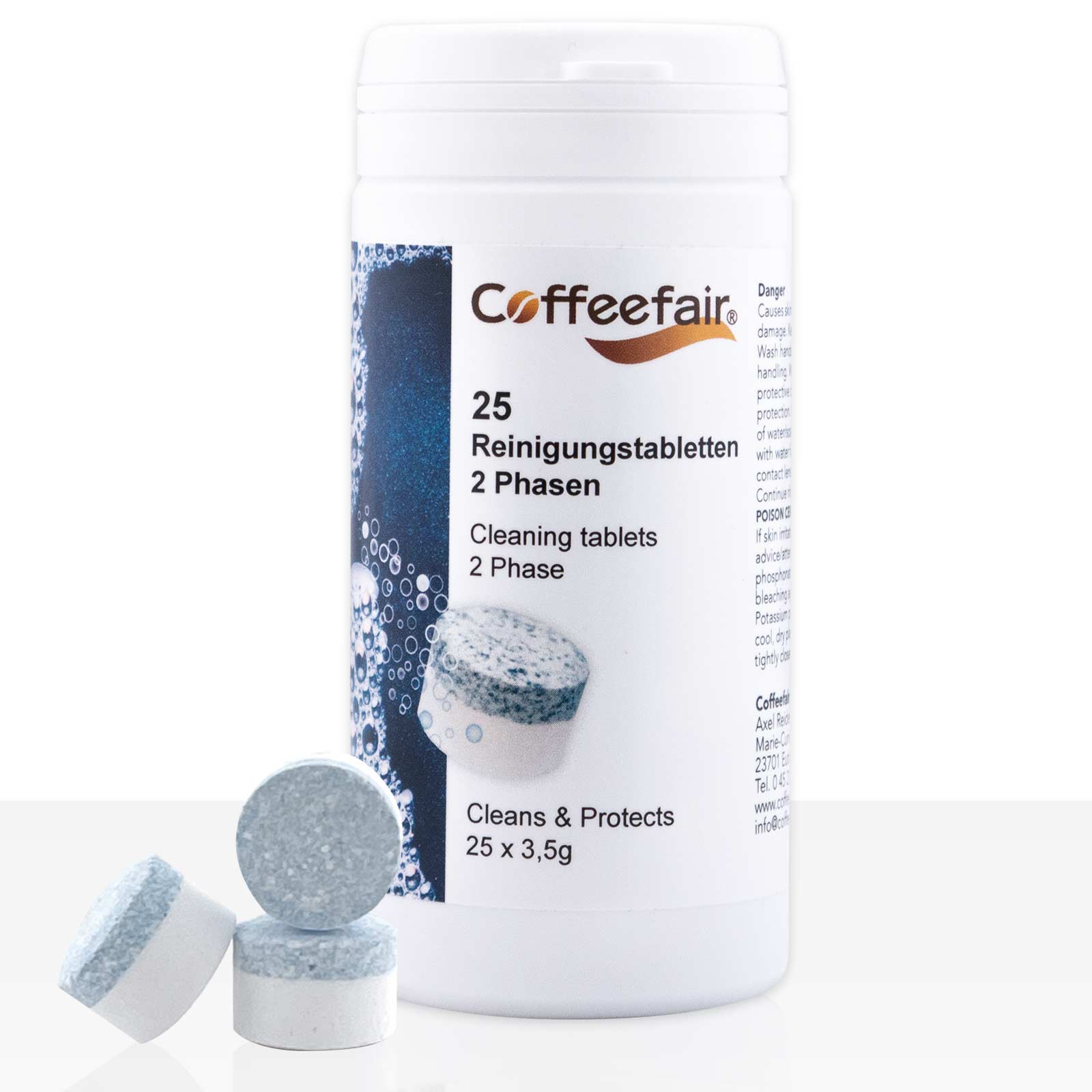 Coffeefair Reinigungstabletten 2-Phasen 25 x 3,5g Dose, Reinigungs-Tabs