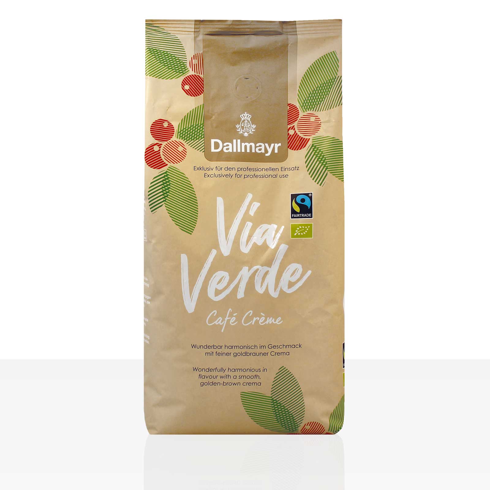 Dallmayr Via Verde Café Crème Bio Fairtrade - 6 x 1kg Kaffee ganze Bohne