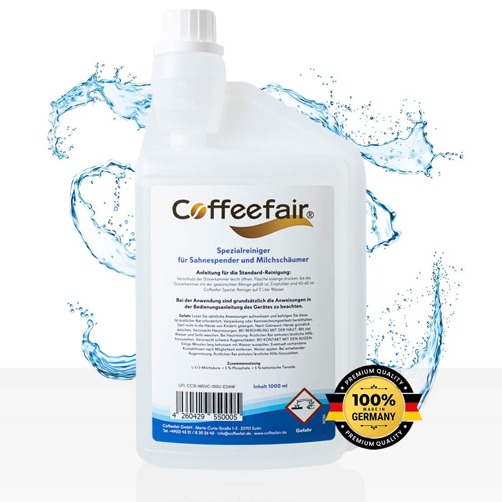 Coffeefair Milchschaumreiniger 1 Liter klar, Reiniger für Milchaufschäumer 
