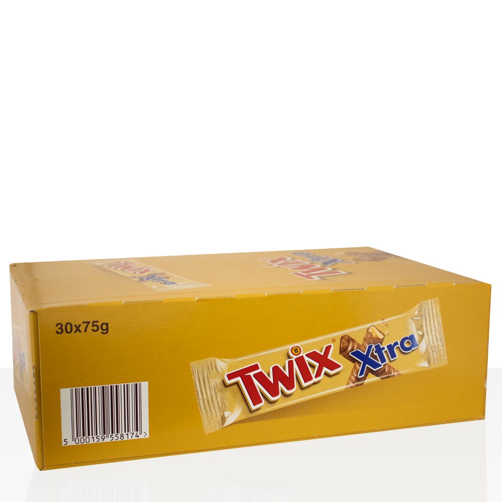 Twix Xtra Riegel 30 x 75g extragroßer Schokoriegel im Thekenspender