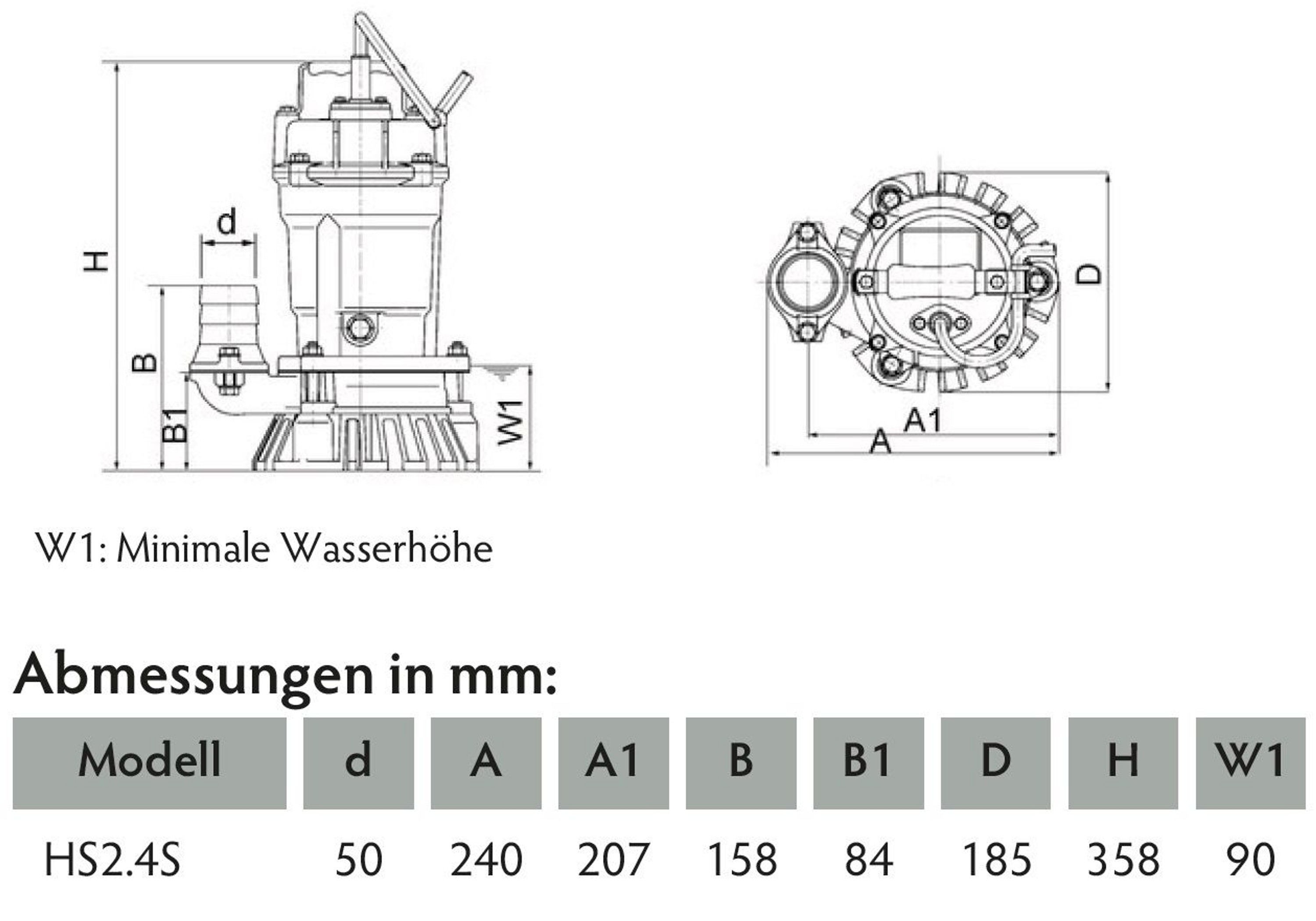 Schmutzwasserpumpe Tsurumi HSA2.4S mit Schwimmer Tauchpumpe Bau-Pumpe HSA  2.4 S