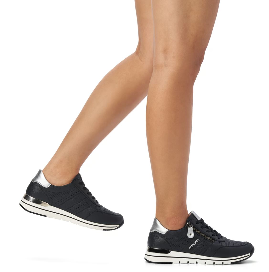 Remonte Damen Echtleder Sneaker blau kombi Schuhperlativ