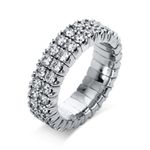 Ring 4er-Krappe 18 kt WG, Mehrfachsteinbesatz-Band, variabel, rhodinier