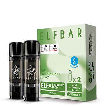 ELFBAR ELFA Kiwi Passion Fruit Guava 0mg Nikotin 2er Pack