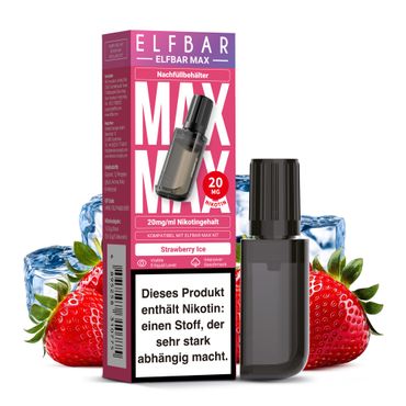 ELFBAR MAX Pod Strawberry Ice 20mg Nikotingehalt