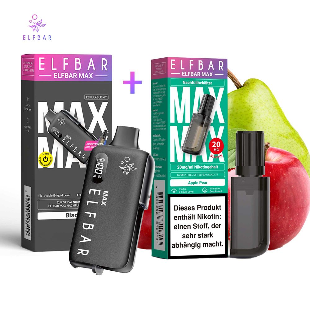 Paket] ELFBAR MAX Black Kit + Pod Apple Pear