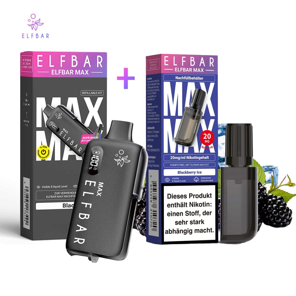 elfbar elfa master akku Paket] ELFBAR MAX Black Kit + Pod Blackberry Ice