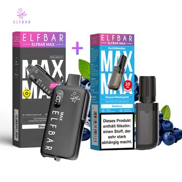 ELFBAR MAX Black Kit + Pod Blueberry