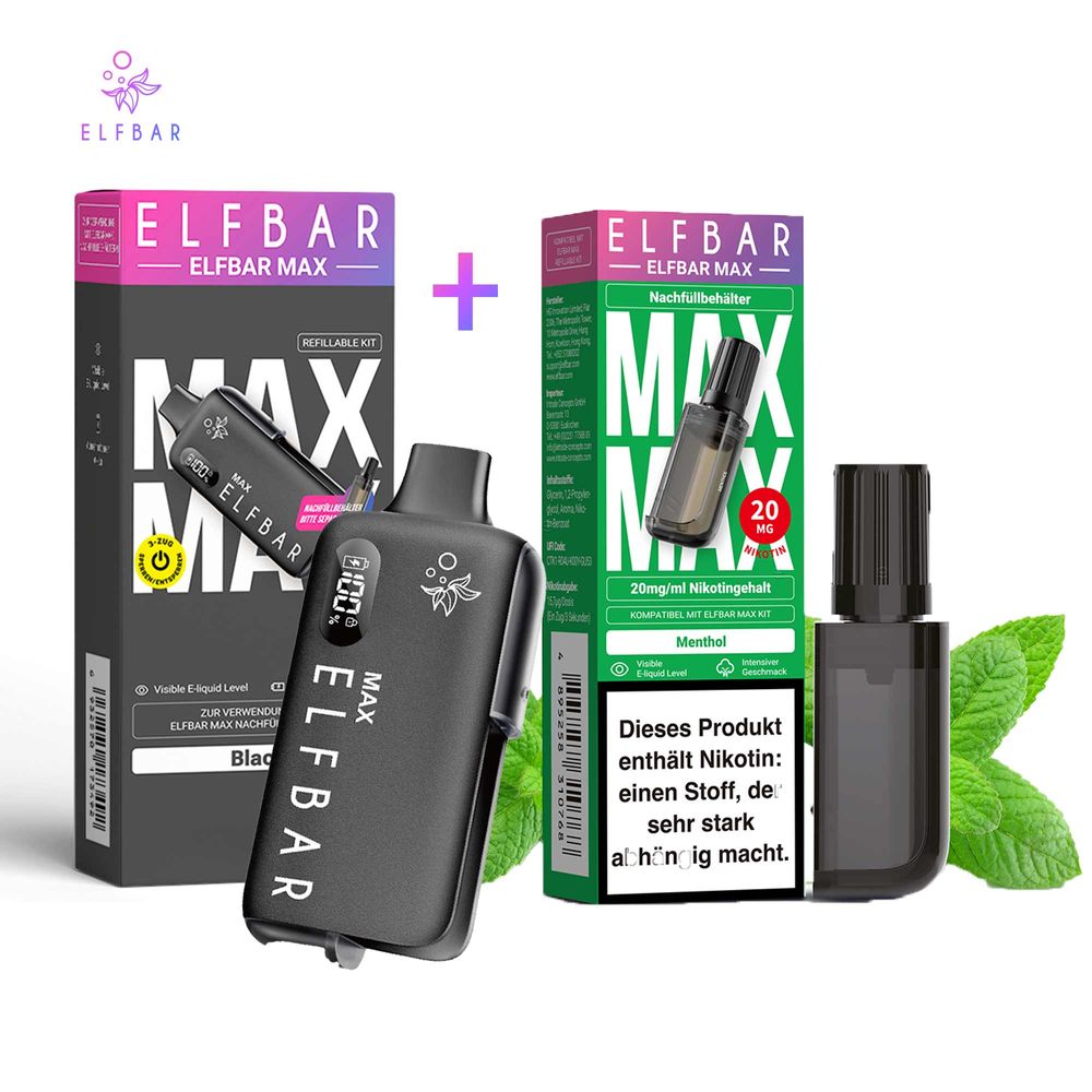 elfbar elfa kaufen Paket] ELFBAR MAX Black Kit + Pod Menthol