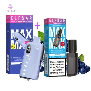 ELFBAR MAX Blue Kit + Pod Blueberry