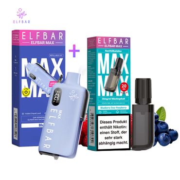 ELFBAR MAX Blue Kit + Pod Blueberry Sour Raspberry