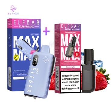 ELFBAR MAX Blue Kit + Pod Strawberry Ice
