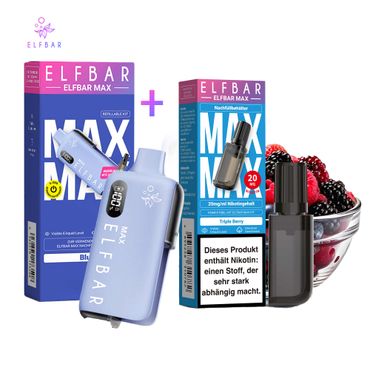 ELFBAR MAX Blue Kit + Pod Tripple Berry